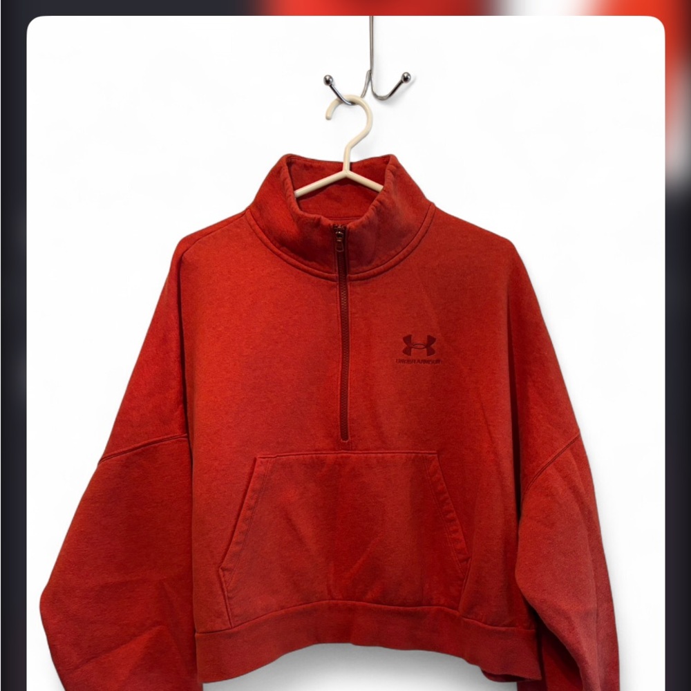 Under Armour Women's Rust Red Half-Zip Cowl Pullover Sweatshirt